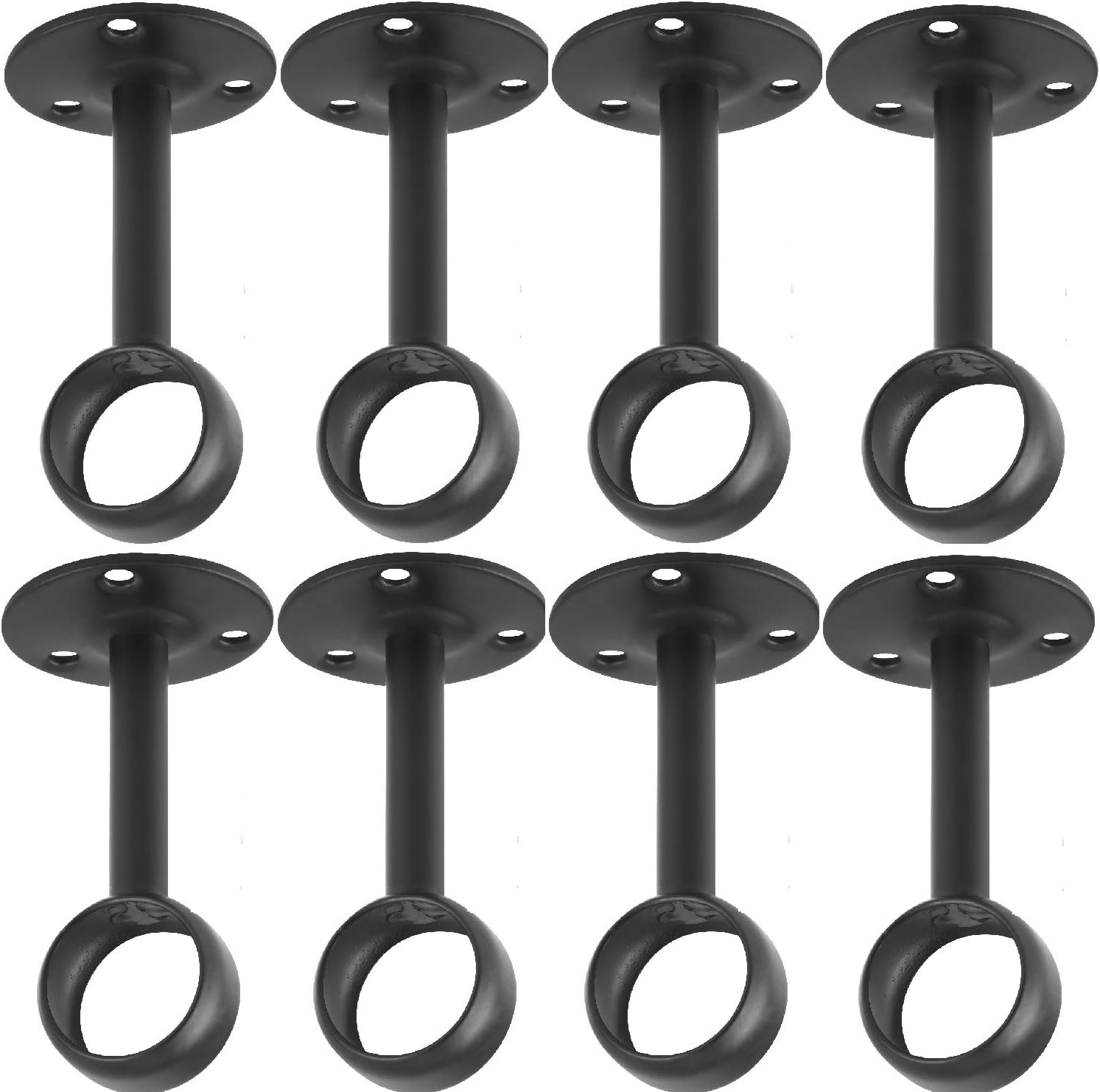 Curtain Rod Ceiling-Mount Bracket Curtain Rod Brackets Curtain Rod Holders 8 PCS, Black