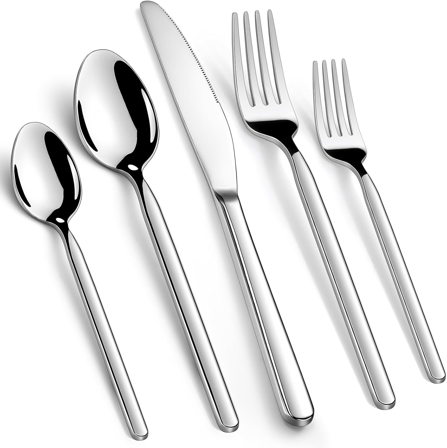 Premium 40-Piece Silverware Set for 8, 18/10 Stainless Steel Flatware Cutlery Set with Forks, Knives, Spoons, Durable and Elegant Design Utensils Tableware - Heavy Duty, Dishwasher Safe