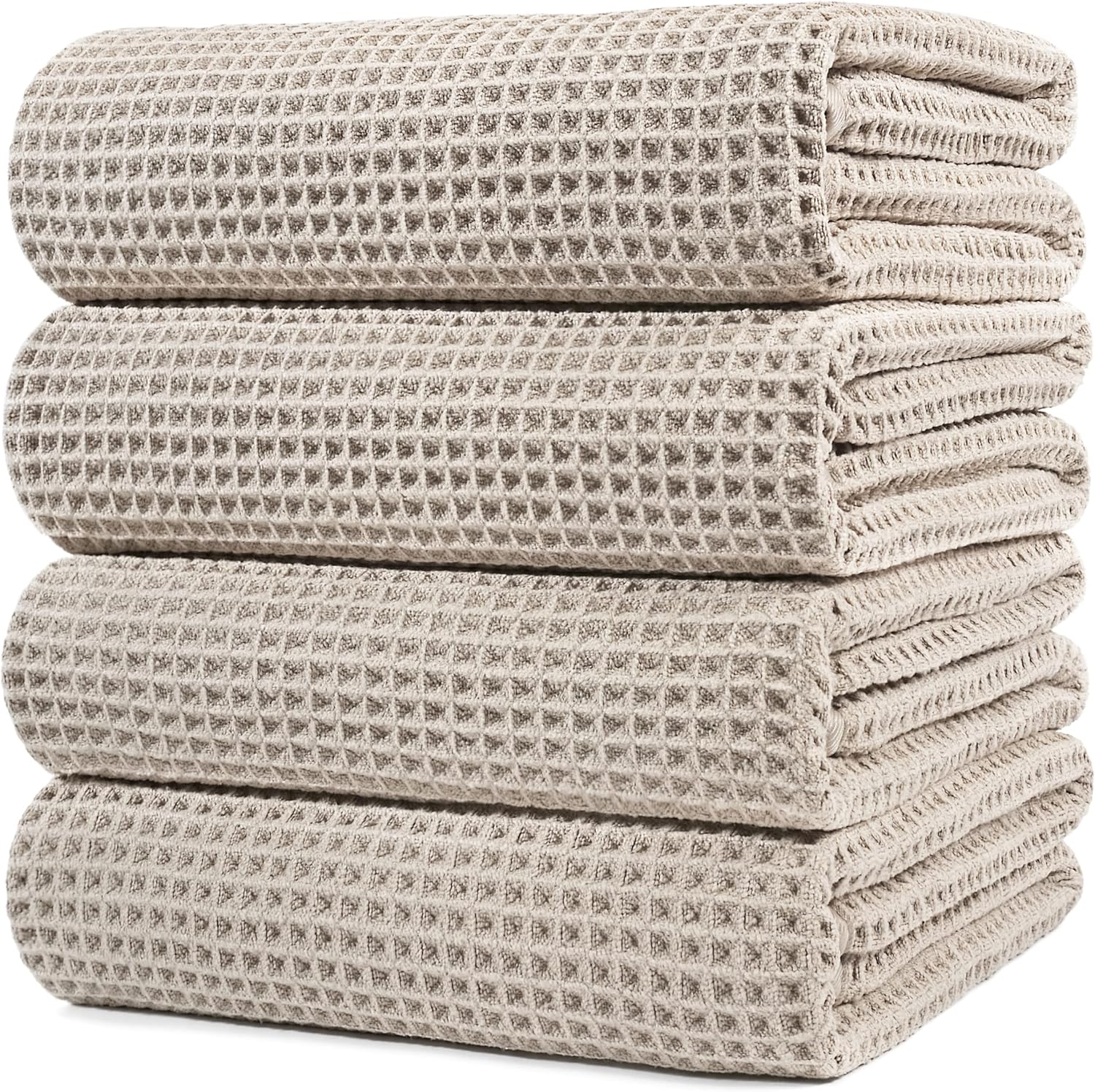 430 GSM Microfiber Oversize Quick Dry Lint Free Bath Towel, 60 x 30 in, 4 Pack Waffle Weave