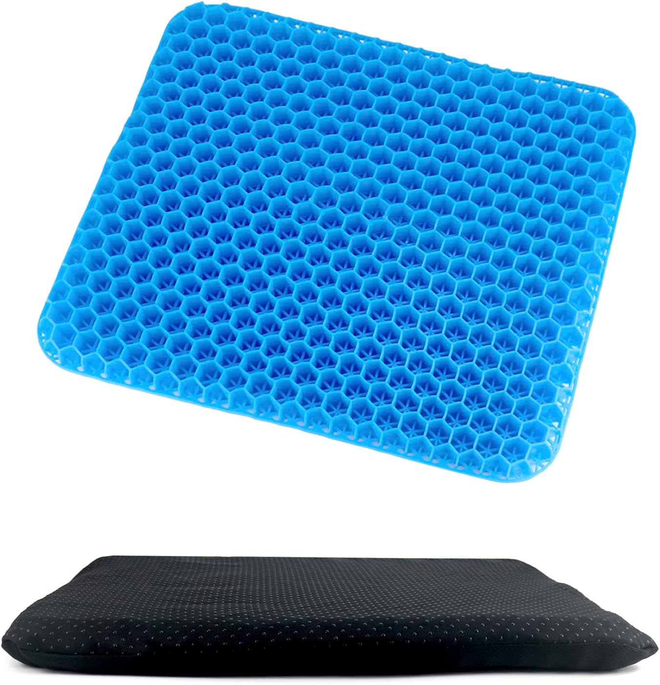 Gel Seat Cushion, Gel Cushion, Cool & Breathable & Non-Slip for Car, Office, Home, Wheelchair Blue, 40 x 35 x 3.2 cm