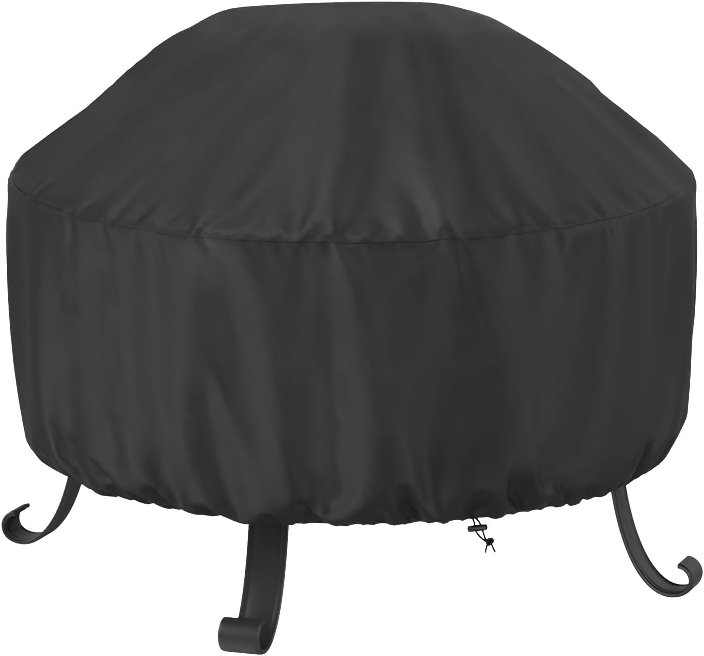 Fire Pit Cover Round 36 In, Outdoor Fire Pit Cover for 30-36 Inches Fire Pits, Windproof Drawstring & Waterproof Layer, Black