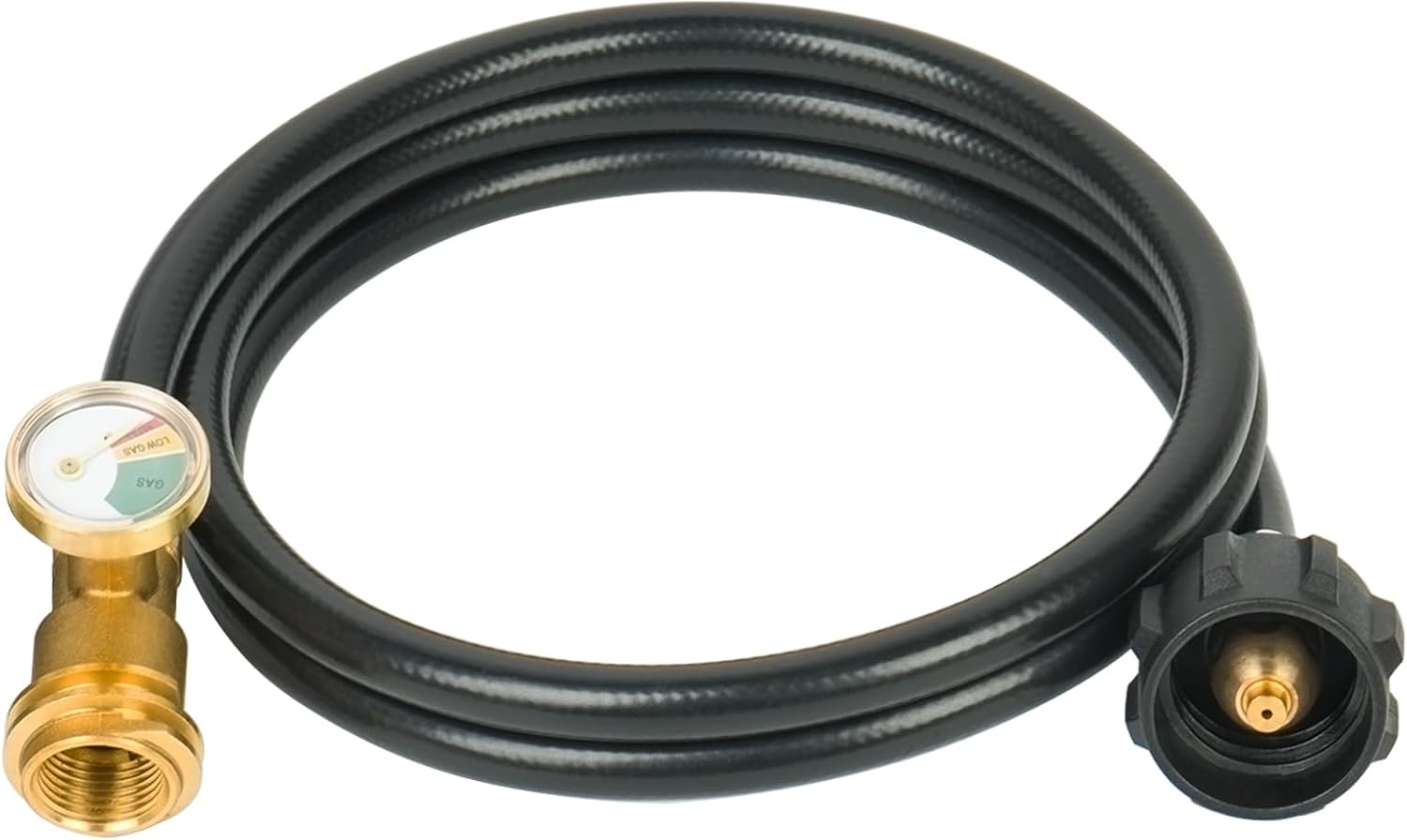 5FT Propane Extension Hose with Gauge, Propane Tank Extension Hose for RV, Gas Grill, Stove, Heater, Fire Pit and More