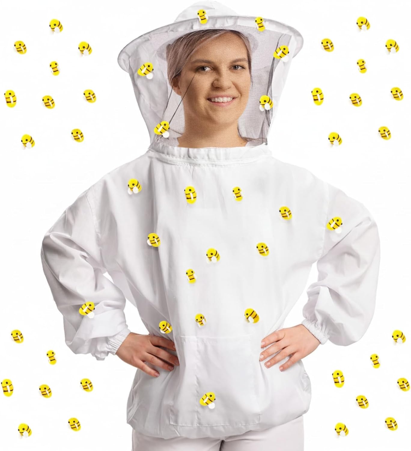41 Pcs Halloween Beekeeper Costume Set Include 1 Beekeeper Set 20 Felt Bee 20 Round Tape for Cosplay Large