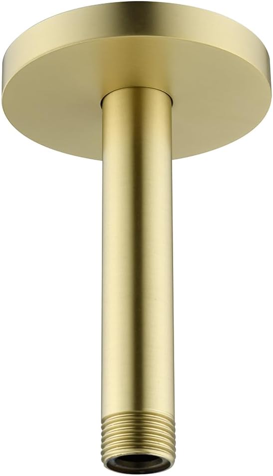 Shower Arm with Flange,Gold 4 Inches Ceiling Mount Shower Head Extension Arm Straight Arm Ceiling-Mounted For Fixed Shower Head,Brushed Gold.RD91038-4BG