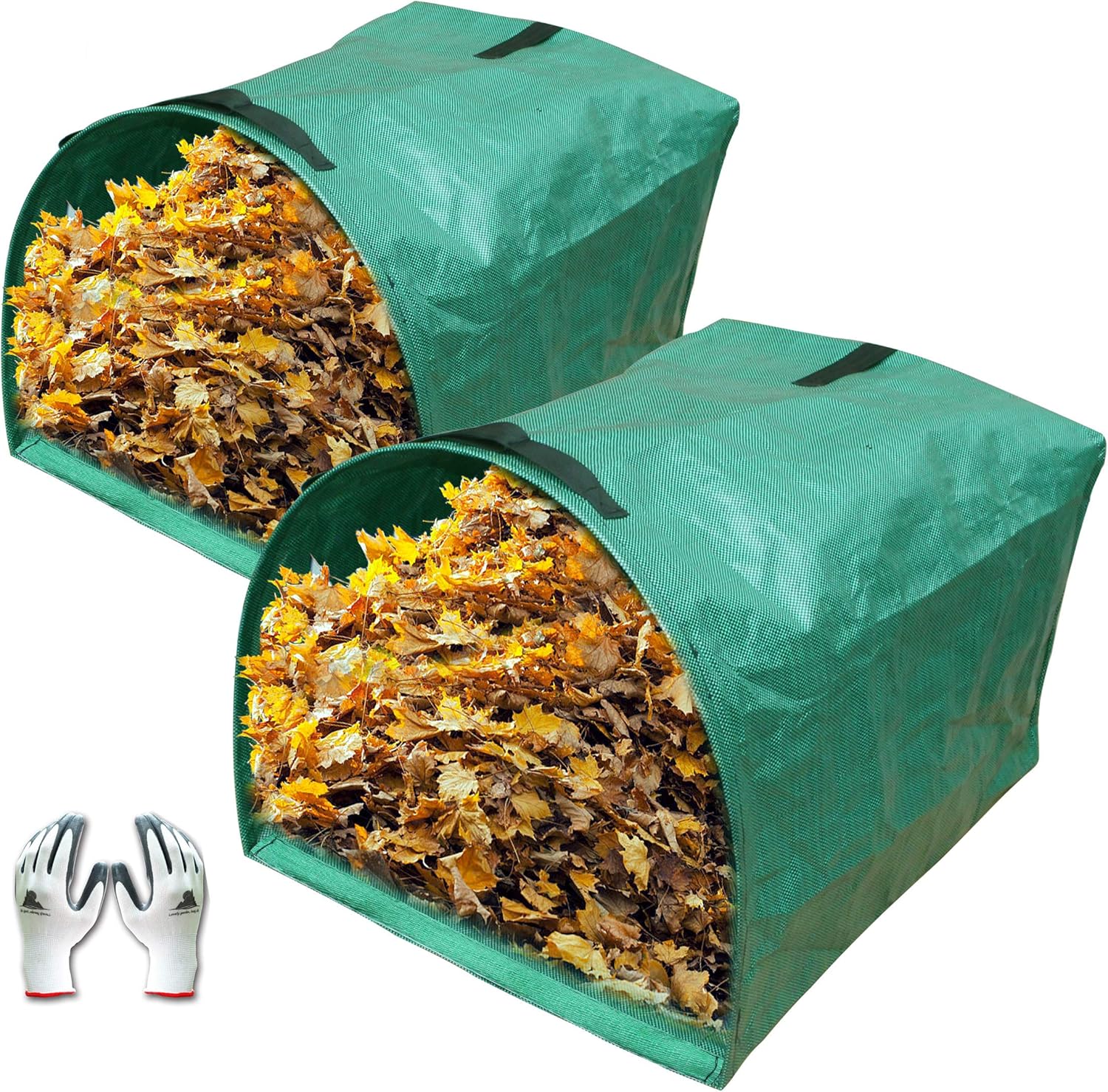 2-Pack 53 Gallon Dustpan-Type Yard Waste Bags, Reusable Heavy Duty Collapsible Garden Leaf Bags, Leaf Collector for Leaves, Lawn Debris & Grass Clippings
