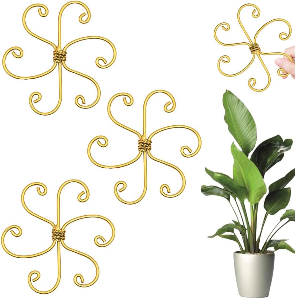 Plant Stem Support Set, 2025 New Reusable Plastic Climbing Plant Support Plant Trellis 3/6 Pcs, Upgrade Climbing Houseplant Support Stakes for Indoor Plants Stem Holder 3, Flower Goldern