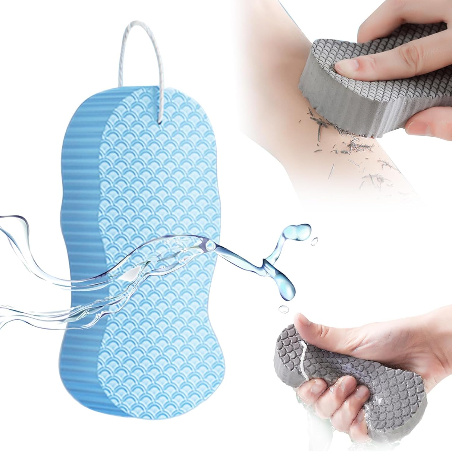 2026 New Magic Exfoliating Bath Sponge, Upgrade 3D Super Soft Exfoliating Bath Sponge Skin Friendly Reusable, Super Soft Exfoliating Bath Sponges Blue
