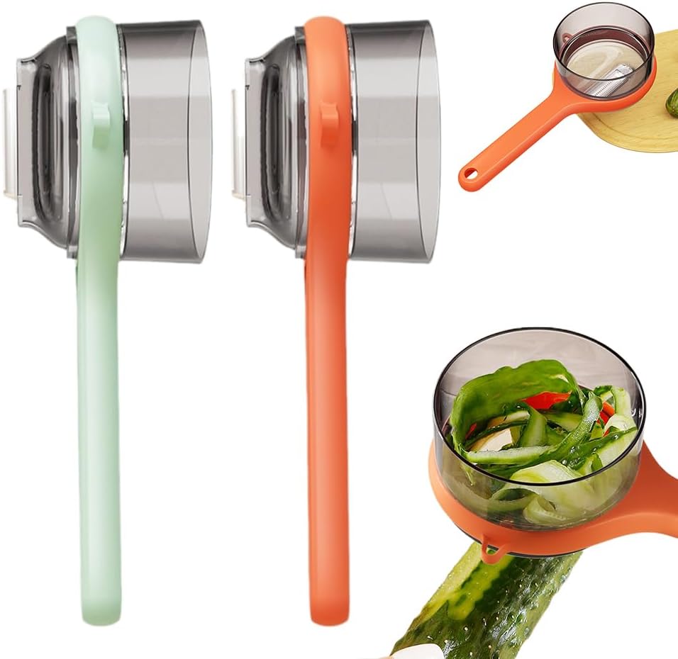 Kitchen Special Fruit Peeler with Box Storage, Upgrade Vegetable Peeler with Catcher Peeler with Storage Bucket, 2026 New Double-Sided Stainless Steel Multi-Function Peelers Green+Orange