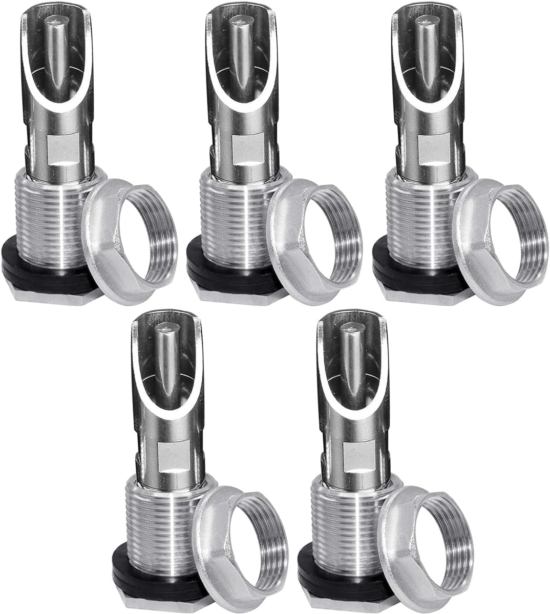 304 Stainless Steel Pig Nipple Waterer with 1/2 Female Bulkhead Fittings for Barrel Kit Feeder Automatic Water Drinker Durable Antirust Set of 5
