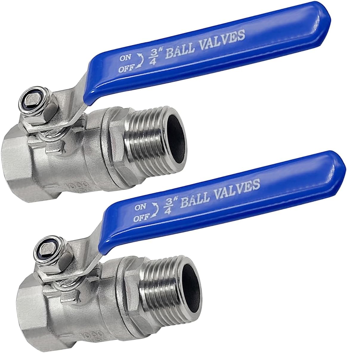 Stainless Steel 3/4 Garden Hose Shut Off Valve Full Flow GHT Thread Heavy Duty Connector Pack of 2