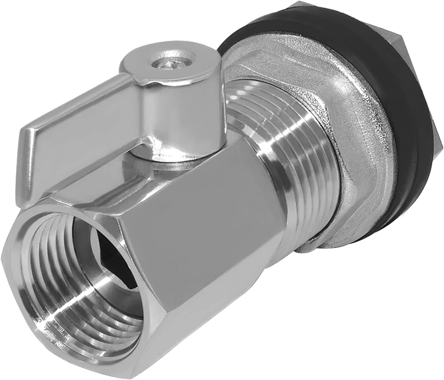 Spigot Rain Barrel Faucet Kit Stainless Steel 3/4" GHT Rain Barrel Valve with 3/4" Female Bulkhead Fitting Adapter Water Tanks, Aquariums, Tubs, Pools