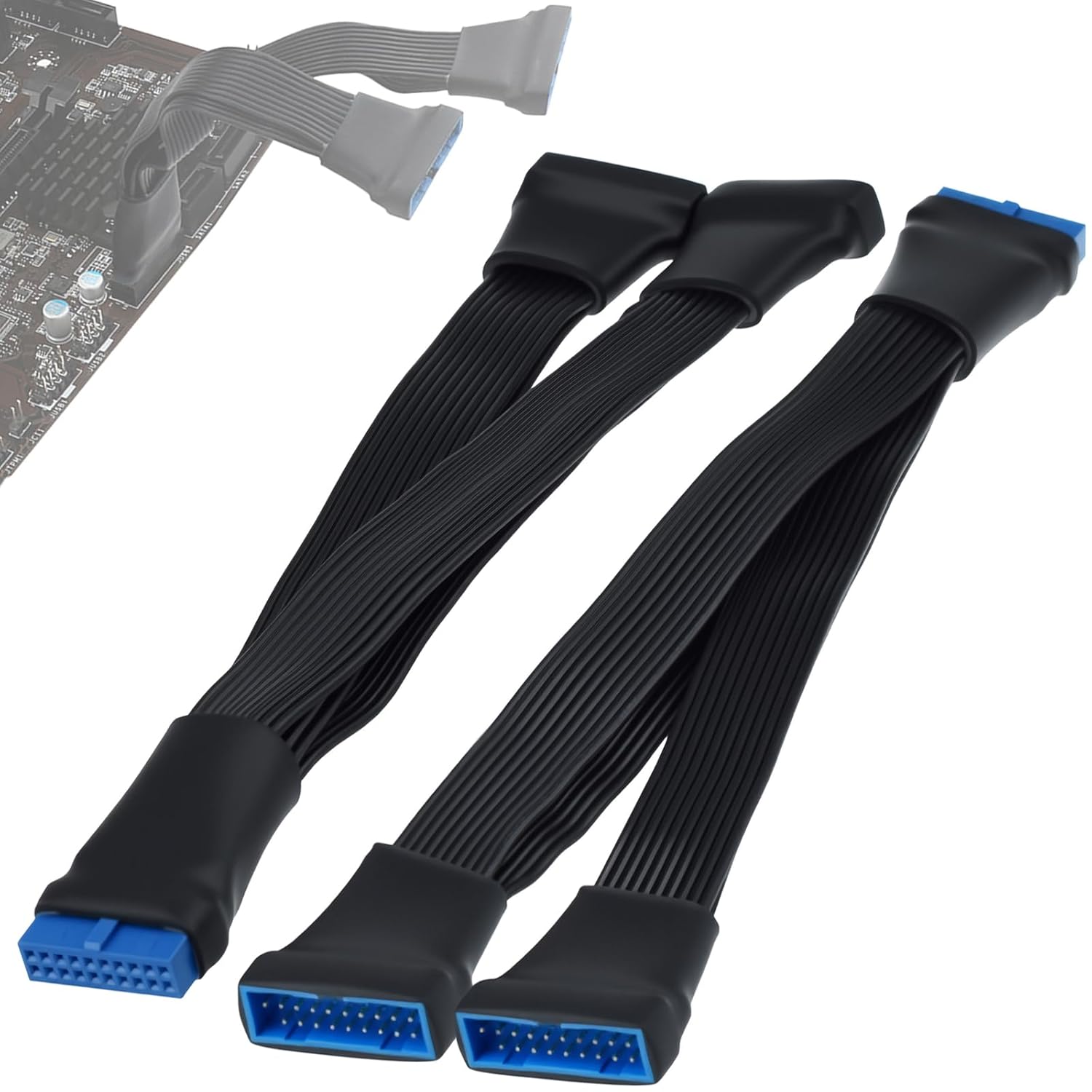 2Pcs USB 3.0 Header Splitter Extension Cable, 19/20 Pin 1 to 2 Y Internal Hub Splitter, Internal Adapter DIY-Cable for Motherboard 5.9 inch