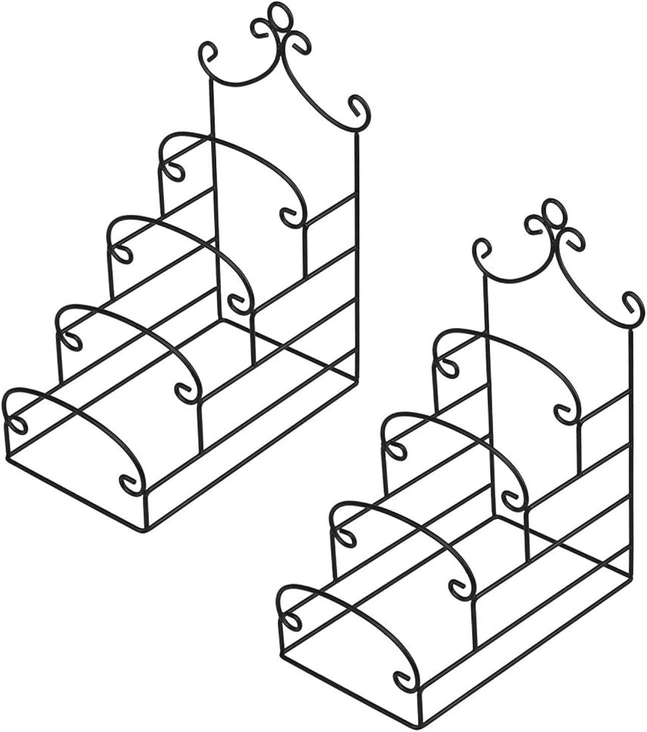4-Tier Metal Scrollwork Dish Rack Plate Rack Display Stand Holder Cabinet Organizer Set of 2