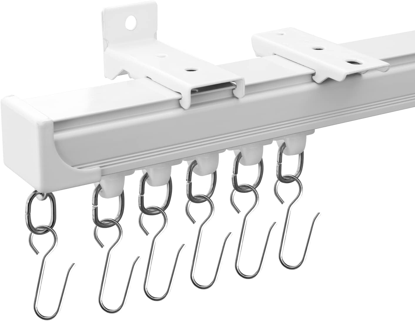 Ceiling Curtain Tracks 9FT,Curtain Track Wall Mount,Ceiling Mounted Sliding Door Curtains Rails Outdoor Extra Long Curtains Rod Room Divider Track for Living Bedroom with Hooks,White