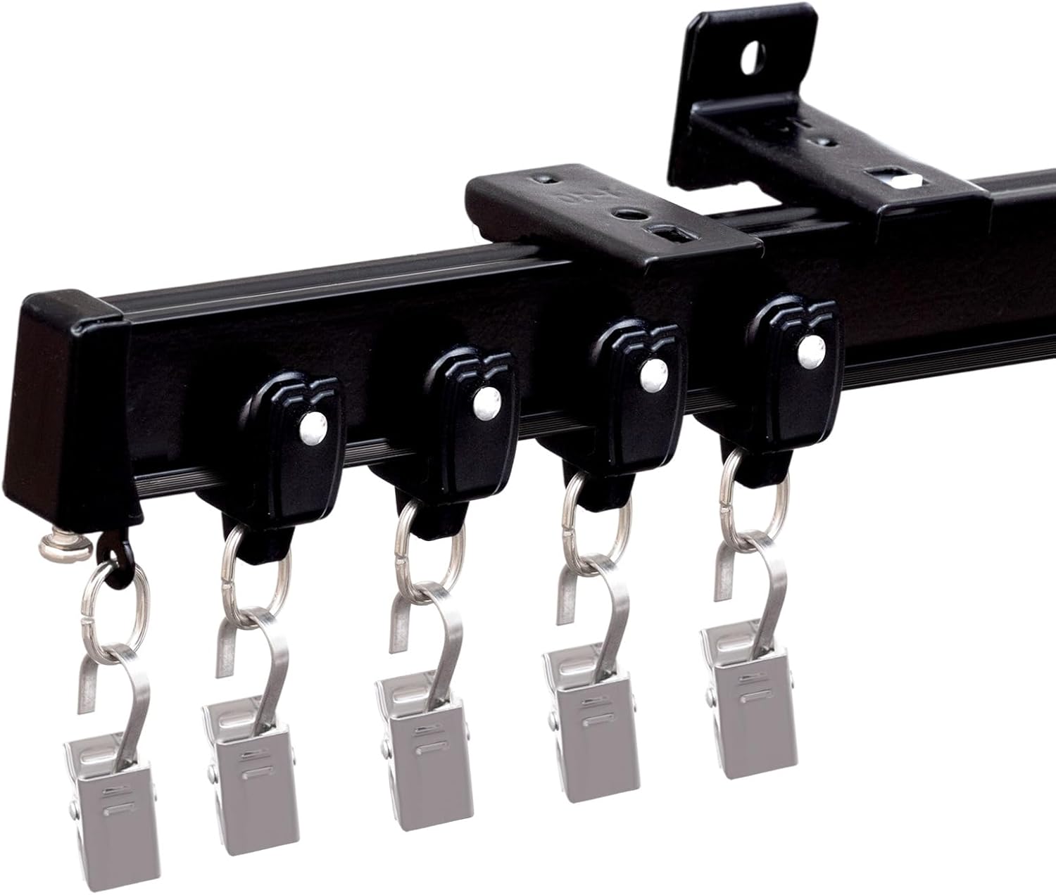 Bendable Ceiling Curtain Track Ceilings Mount or Wall Mounted Heavy-Duty Room Divider Curtains Rails for Living room Bedroom Shower Privacy RV Garage Dividers with Clips,Black 15 FT