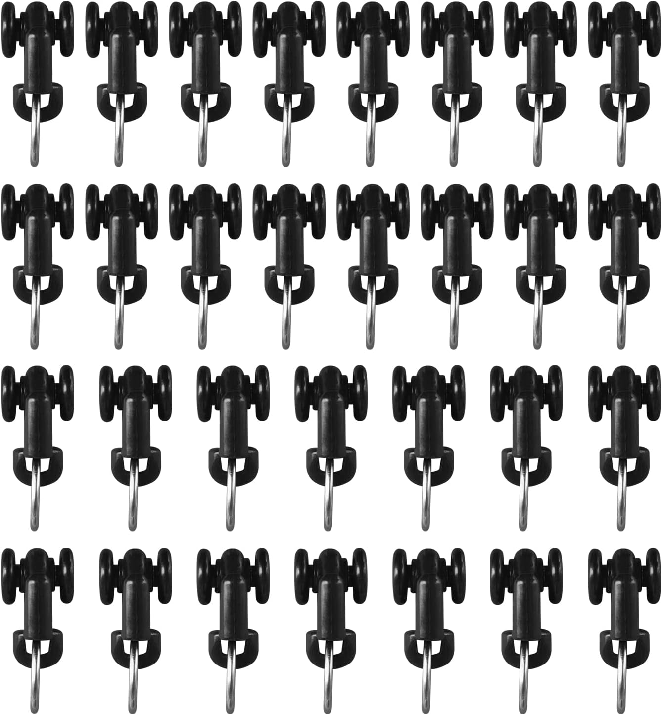 Curtain Tracks Ceiling Wall Mounted Heavy-Duty Curtains Rails Room Divider Curtain Track for Living Room Bedroom Room Shower Divider Pulley Black, 30pcs