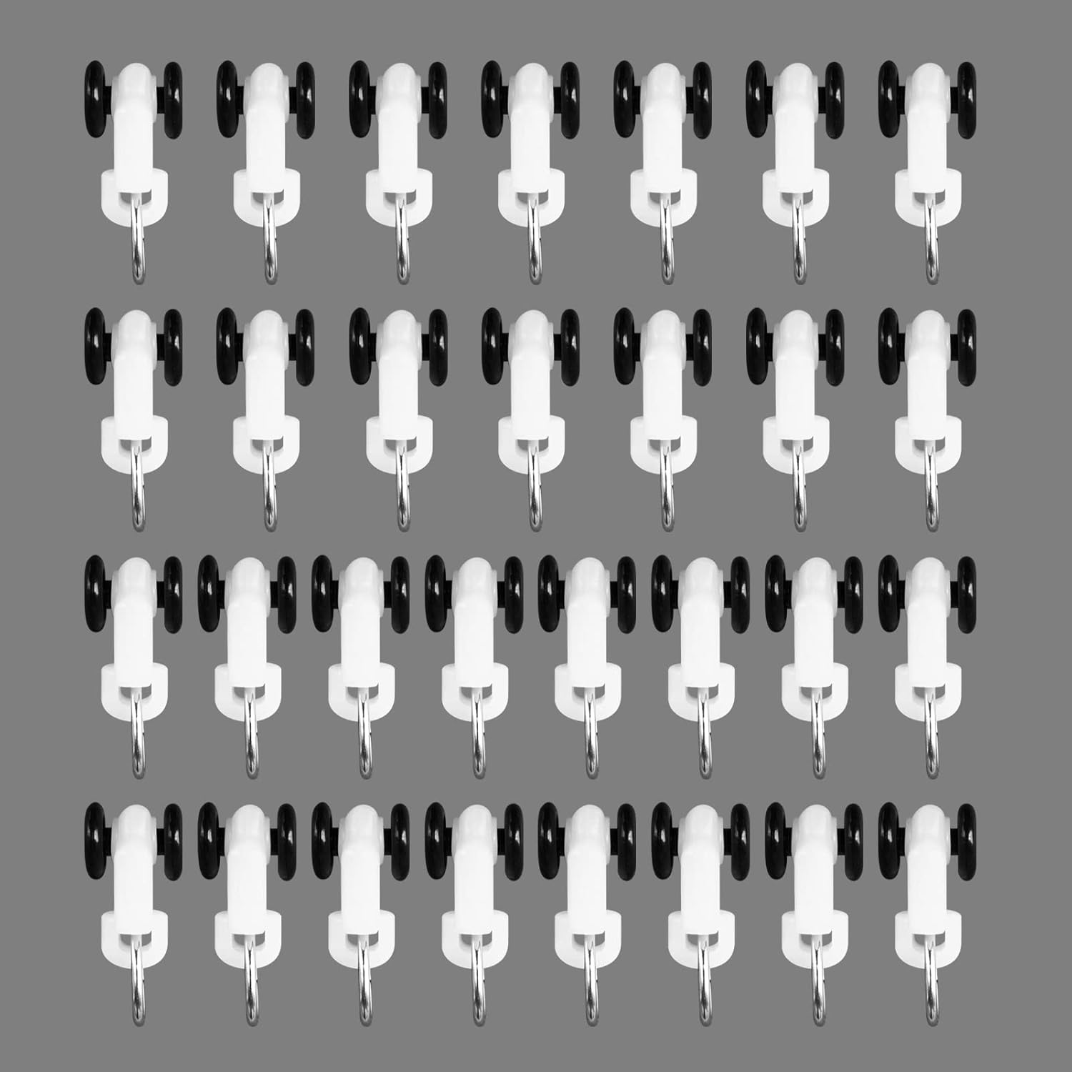 Curtain Tracks Ceiling Wall Mounted Heavy-Duty Curtains Rails Room Divider Curtain Track for Living Room Bedroom Room Shower Divider Pulley White, 30pcs