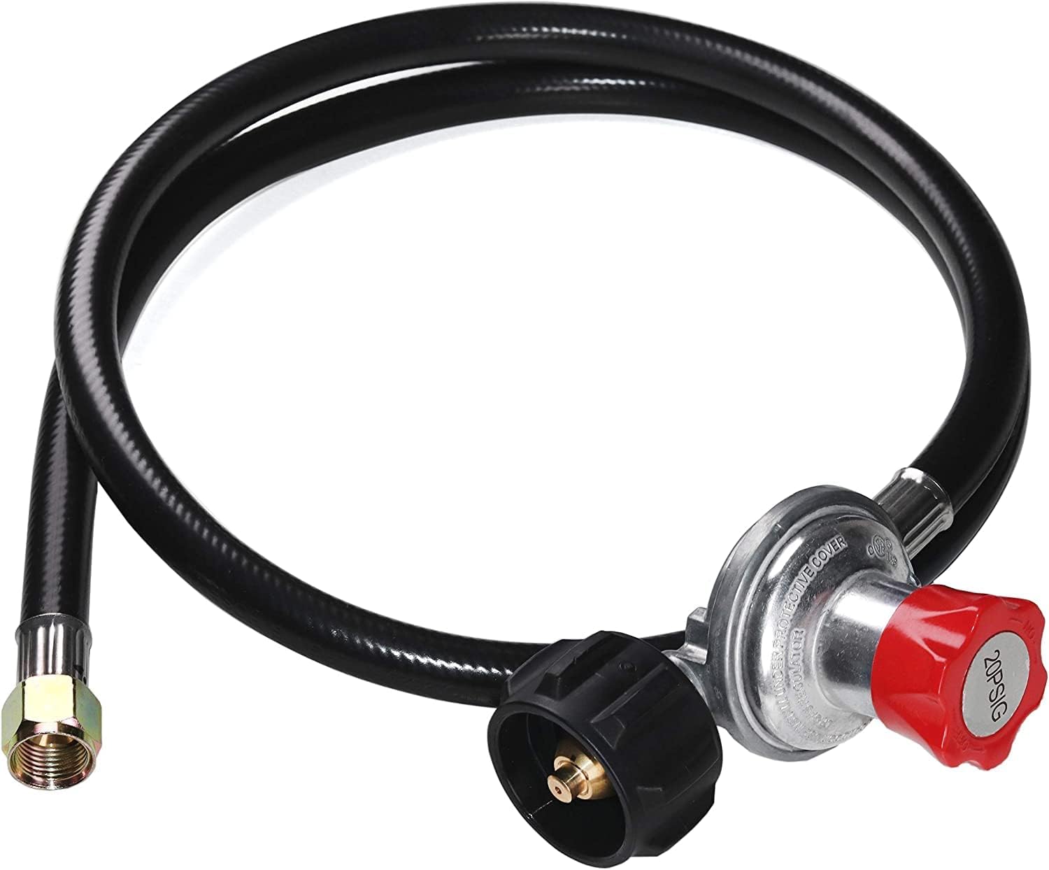 5 feet 0-20 PSI Adjustable High Pressure Propane Regulator with Hose for QCC1/Type1 Propane Tank Cylinder Fits for LP Gas Grill Turkey Fryers Patio Heaters and More Appliances-Safety Certified
