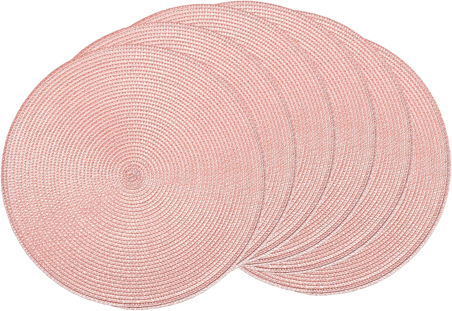 Round Braided Placemats 15 Inch Round Table Mats for Dining Tables Natural Woven Heat Resistant Place mats Set of 6 Pink