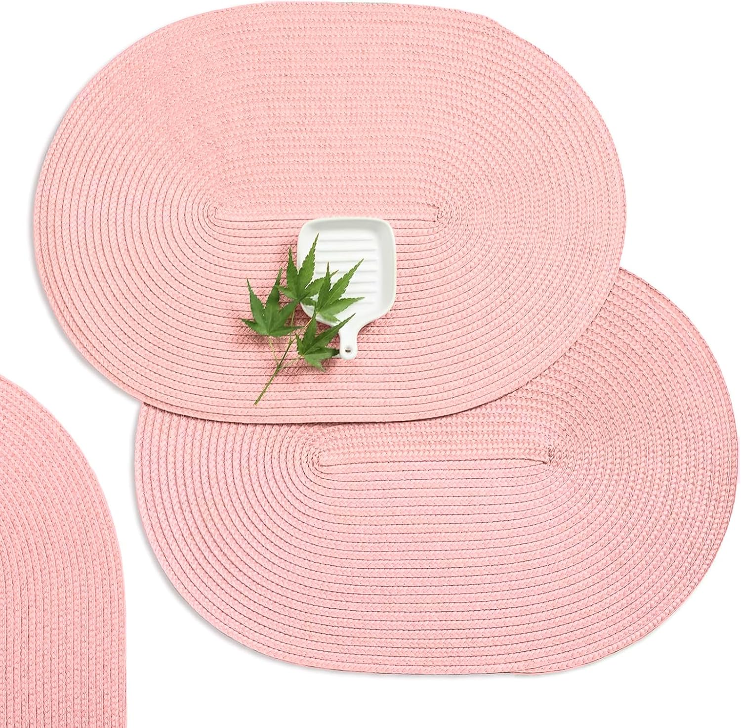 Placemats Set of 6 for Dining Table Washable Woven Non-Slip 18x12 inches Placemat Heat-Resistant Durable Table Mats for Dining Table Easy to Clean Pink