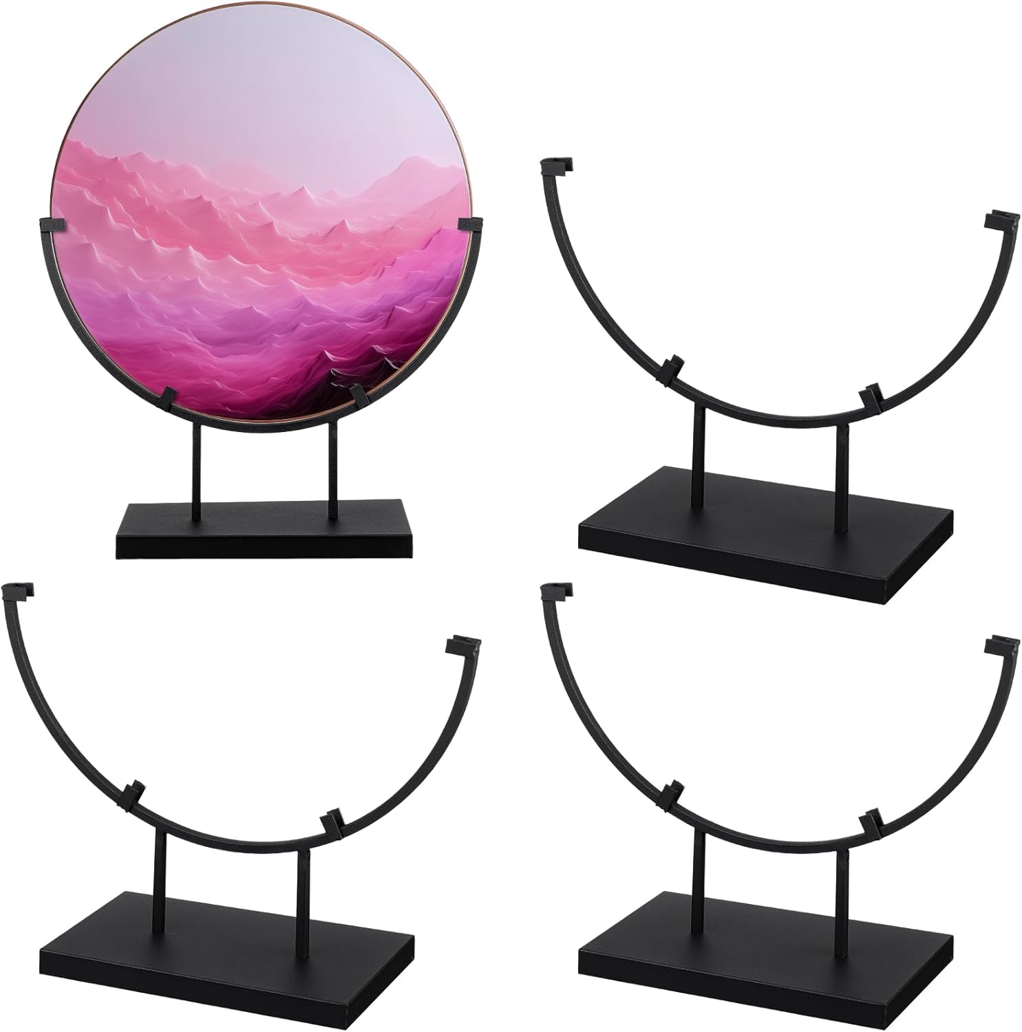 4 PCS 10 Inch Round Metal Display Stands for Stained Glass Fused Glass Art Easel Display Stands Decorative Plate Holder for Art Panels Picture Platter Photo
