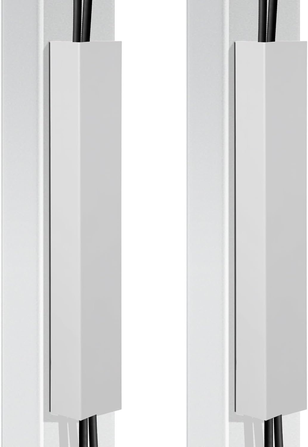 2 Pack White Steel Magnetic 14 Inch Cable Management Channel for Under Desk Leg Vertical Wire Hider Cover Desk Cable Organizer No Drill Cord Organizer Cord Hider Management for Home Office