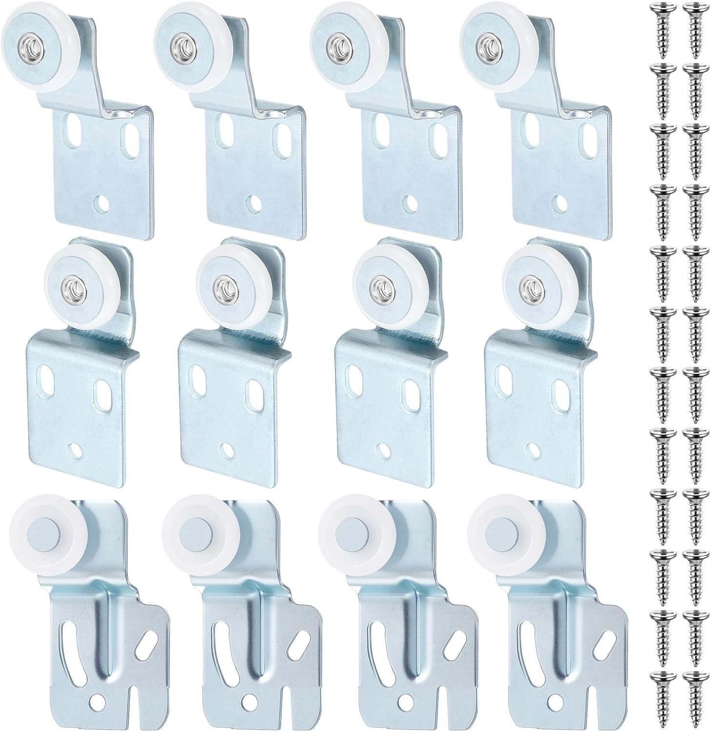 12 Pcs Sliding Closet Door Roller Kit Wardrobe Door Rollers Replacement for Top Hung Bypass, 3/4" Wheel with 1/2" and 3/8" Offset, 7/8" Wheel with 1/2" Offset