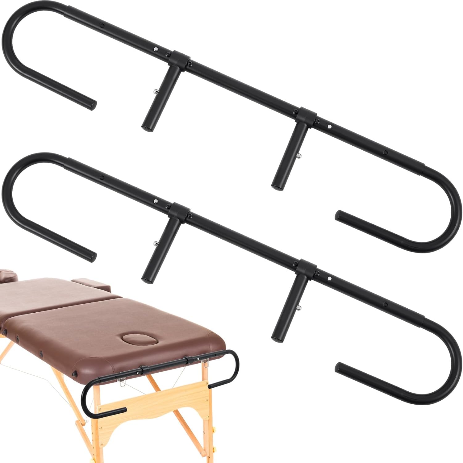 2 Pcs Massage Paper Roll Holder for Massage Tables Adjustable from 24" to 30" Width, with Rubber Band for Paper Roll Fixed