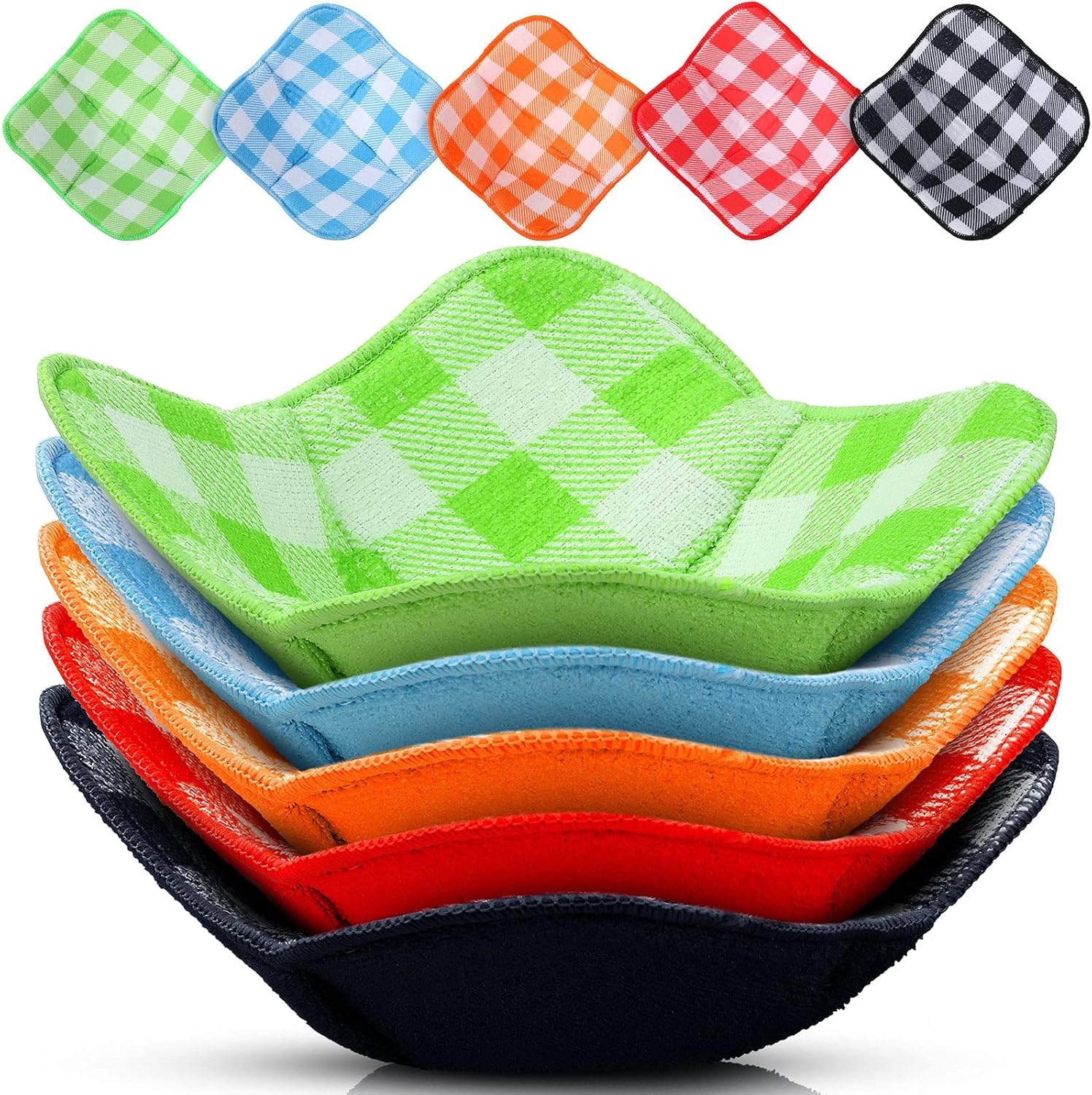 5 Pieces Hot Bowl Holder Microwave Safe Bowl Cozies Multipurpose Heat Proof Plate Holder to Prevent Hand from Heat and Maintain Food Warm Red, Blue, Green, Yellow, Black