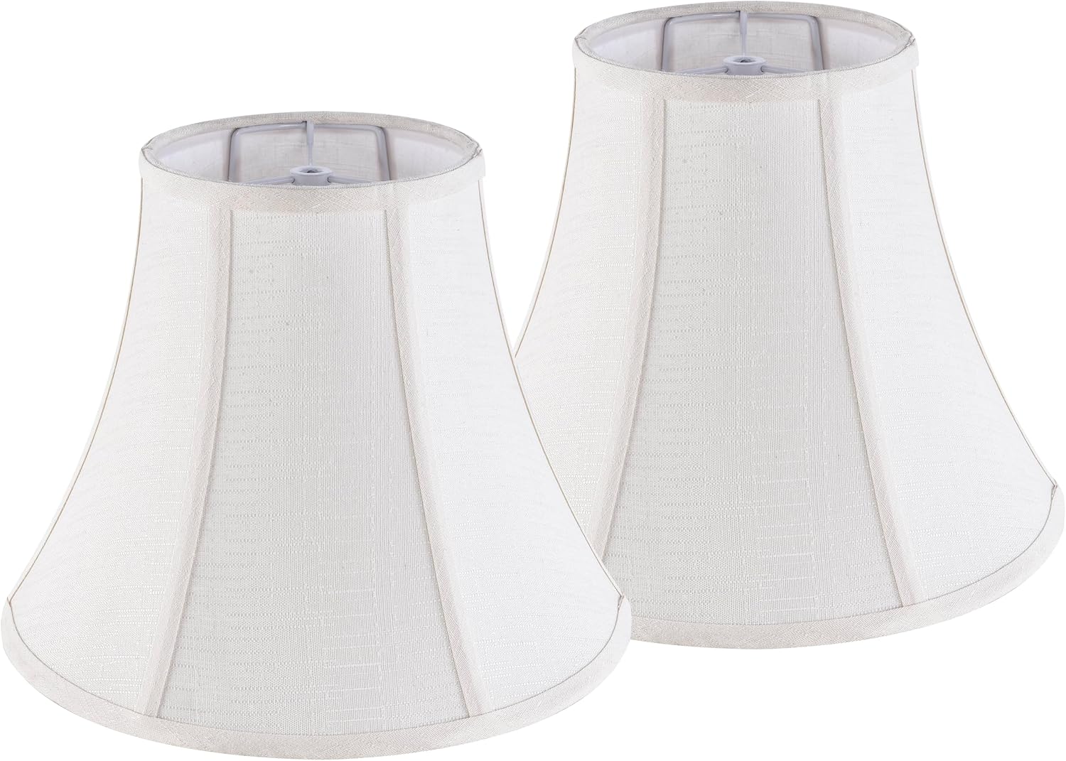 Creme White Bell Lamp Shades Set of 2 Medium Shade 6.7``Top x 13``Bottom x 10``High Spider Traditional Lampshade for Table & Bedside Lamp - Replacement Lampshades By
