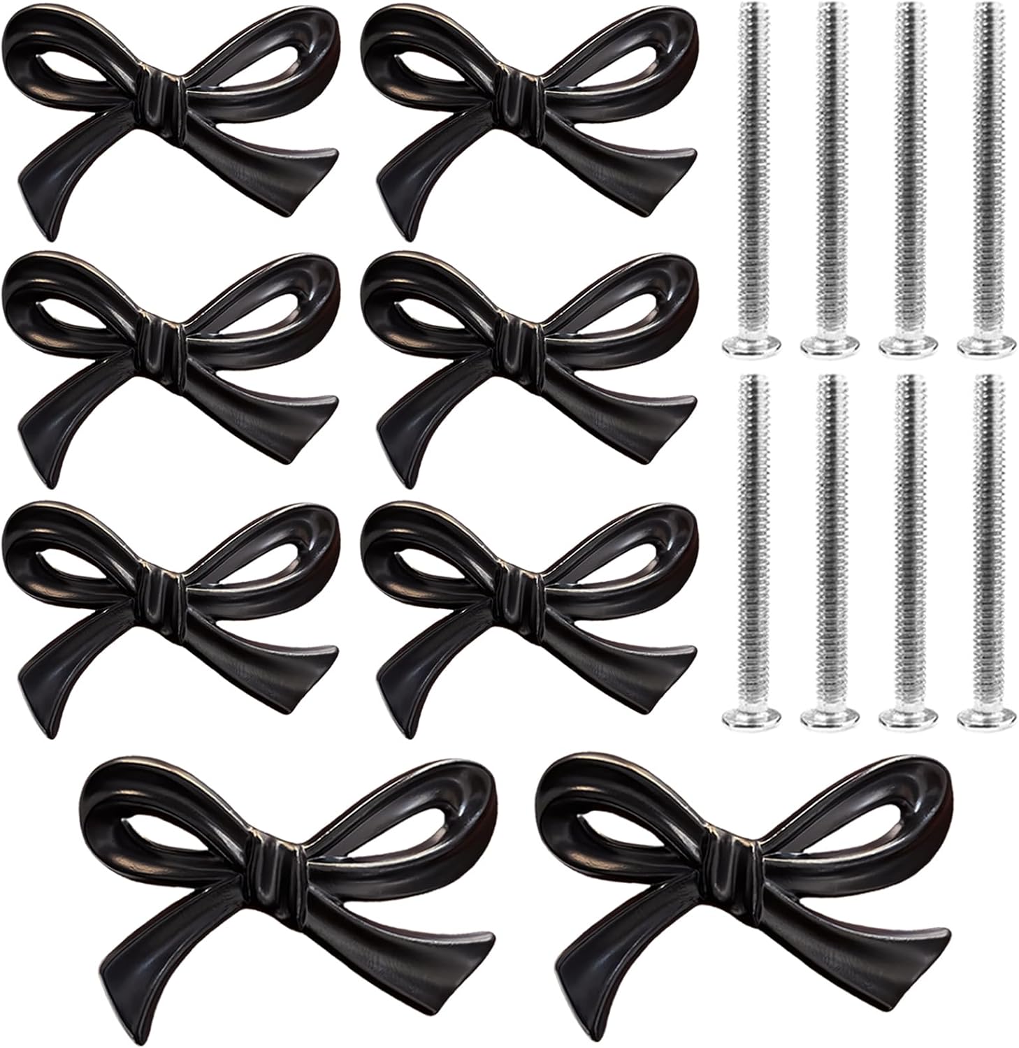 8 Pack Zinc Alloy Vintage Bow Shape Drawer Knobs Bow Storage Cabinet Knobs with Screws Bow Tie Dresser Knobs Bow Shaped Drawer Cupboard Pulls Decorative Knob for Wardrobe Dresser Black-8Pcs