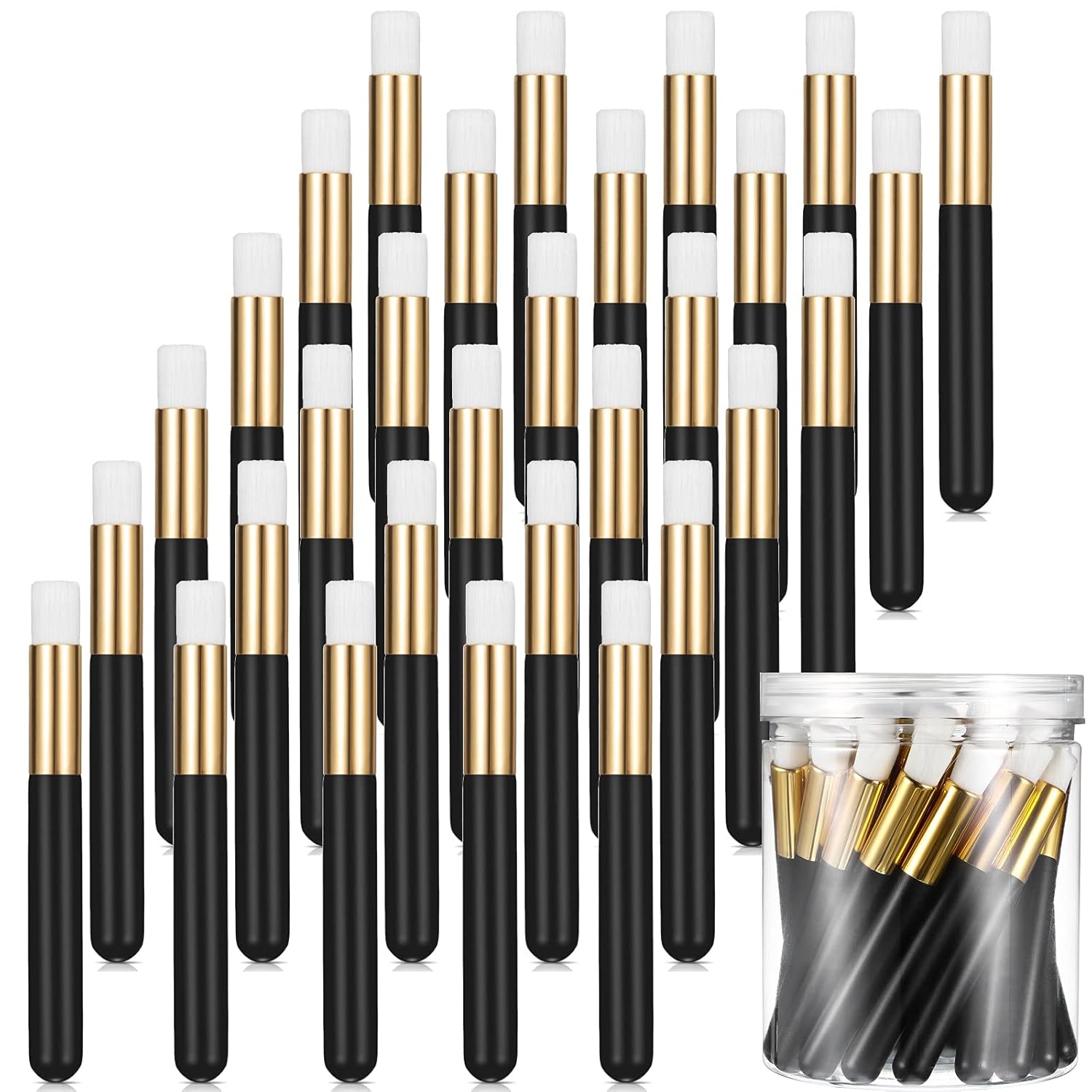 30 Pieces Lash Brushes for Cleaning Lash Shampoo Brushes for Eyelash with Container Blackhead Removing Nose Pore Deep Cleaning 4 Inch,Black