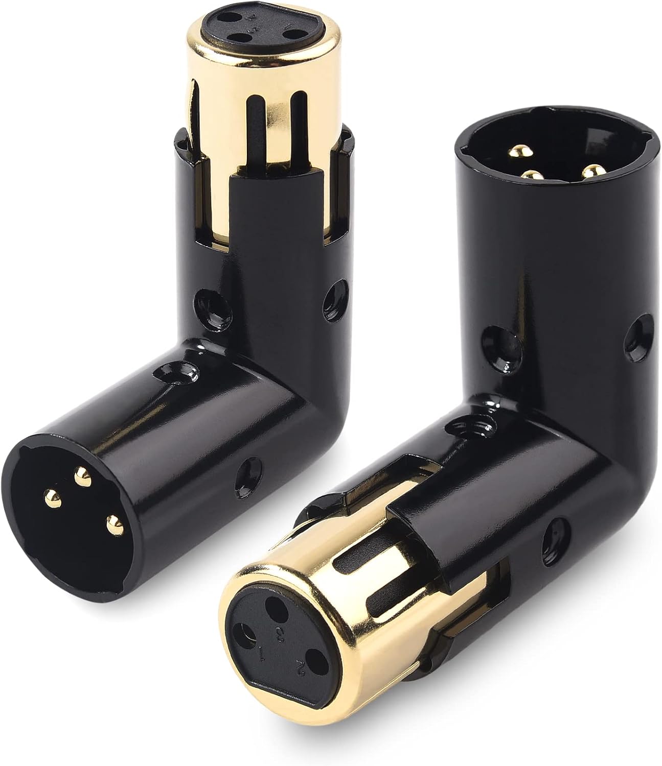 2-Pack Adjustable Male to Female Right Angle XLR Adapter in Black XLR 90 Degree & 120 Ohm 3-PinXLR Terminator/DMX Terminator - Optimal Signal Integrity for Lighting and Audio System