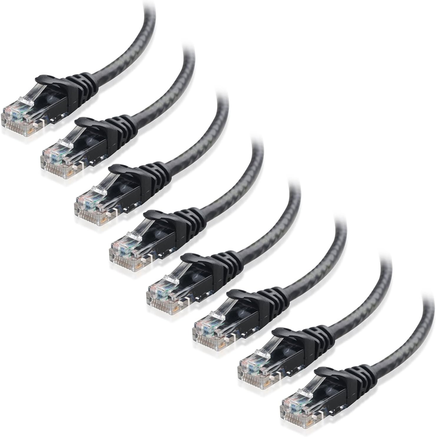 8-Pack Snagless Cat 5e Ethernet Cable - 5ft, Gigabit Cat5e Cable, Cat5e Ethernet Cord, Black