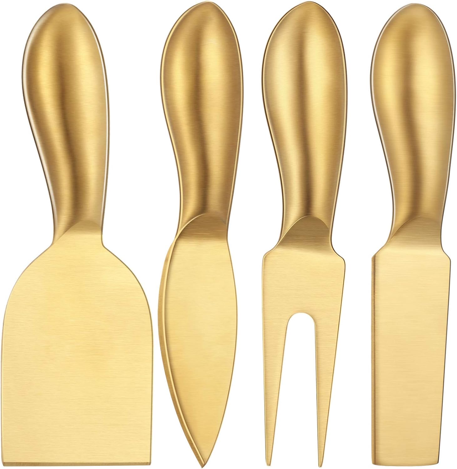 4 Pieces Stainless Steel Cheese Knives Set, Knife Fork Slicer Butter Knife Set for Charcuterie and Cheese Spread Kitchen Cooking Christmas Gift for Women Gold