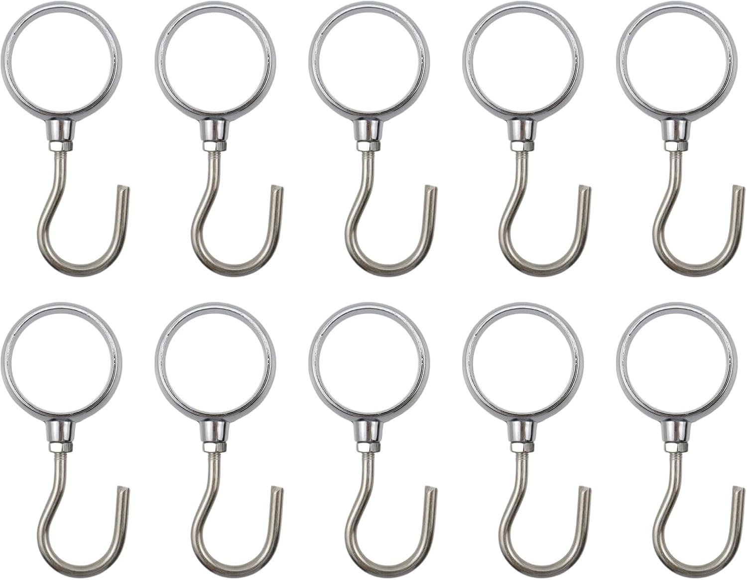 Stainless Steel Closet Rod Hook Robe Tube Hook Wardrobe Hooks for Hanging, Fit for32mm/1.26" Dia Rod -10pcs