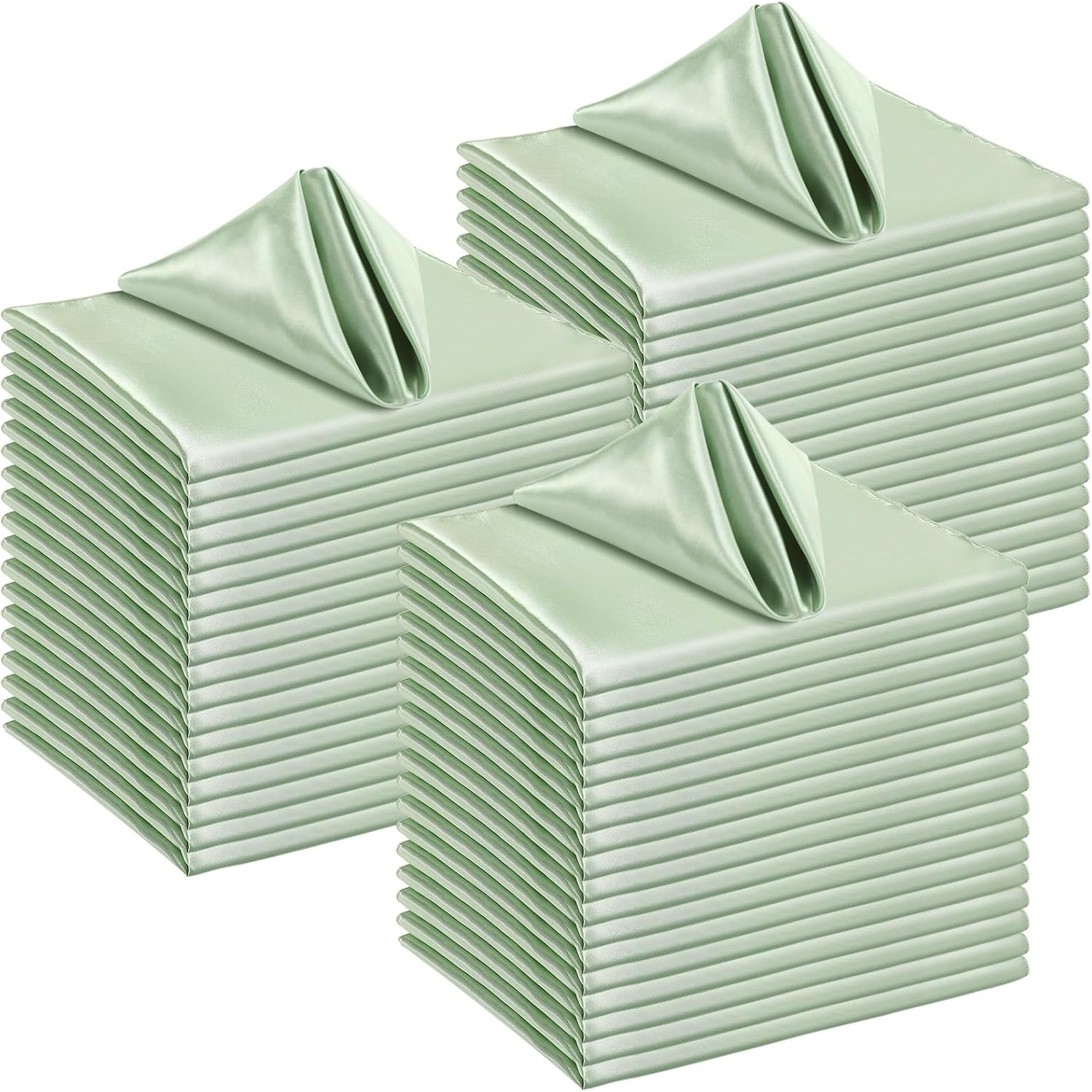 150 Pcs Satin Napkin Bulk 17 x 17 Inch Square Silk Table Napkin Soft Dinner Napkins Decor Elegant Satin Weddings Party Napkin for Wedding Parties Banquet Restaurant Decoration Supplies Sage Green