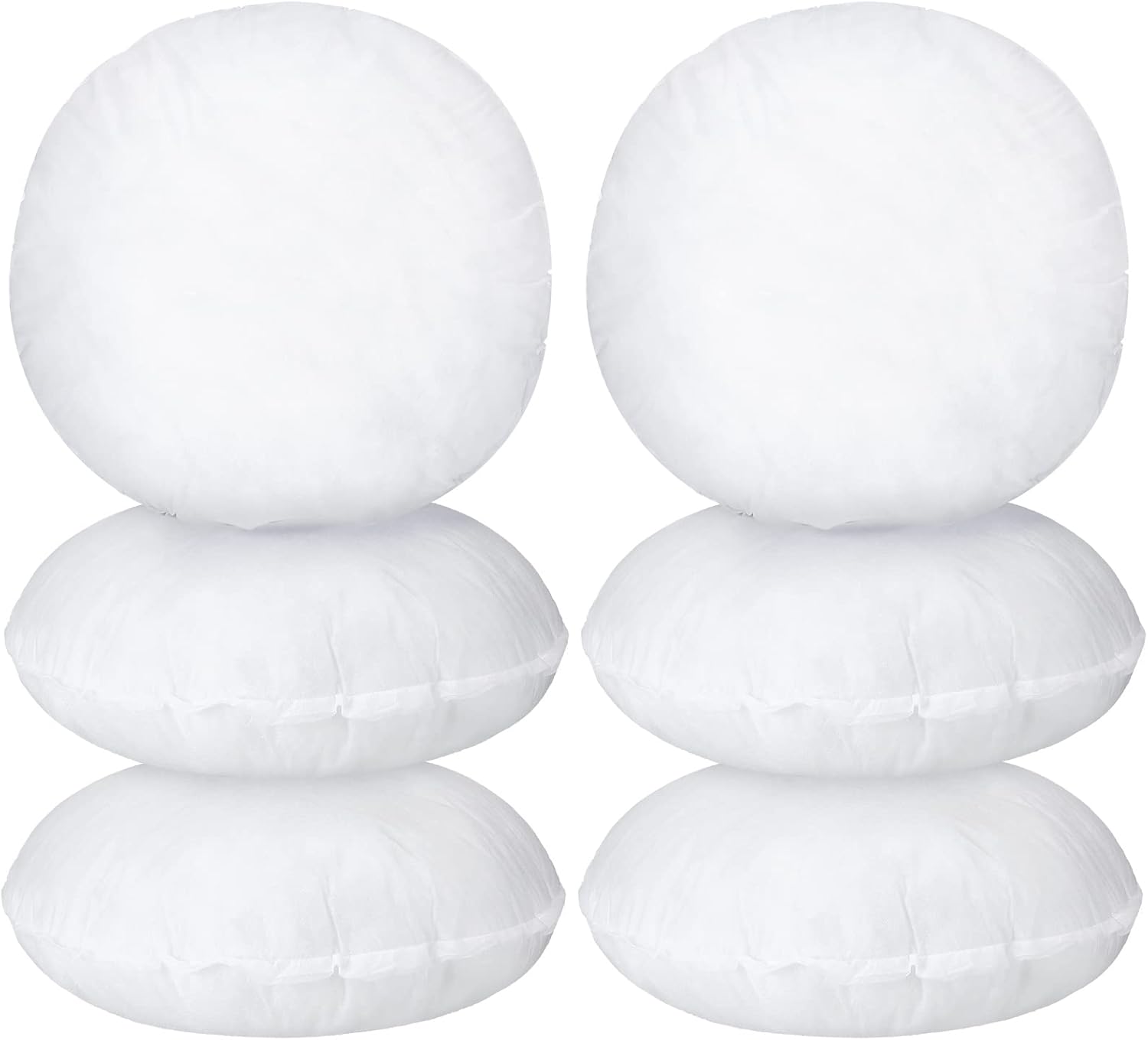 6 Pcs Round Pillow Insert Bulk White Decorative Throw Pillows Insert for Sofa, Cushion and Bed 16 Inch
