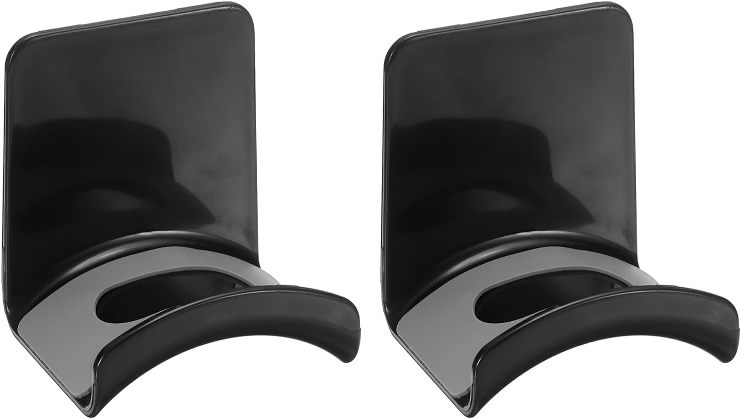 Headphone Stand, 2 Pcs ABS Headset Holder Adhesive Headphone Holder Hook Mount Headphone Hanger Hook Under Desk for Gaming Headphones Earphones Cables, Black Wall-Mounted
