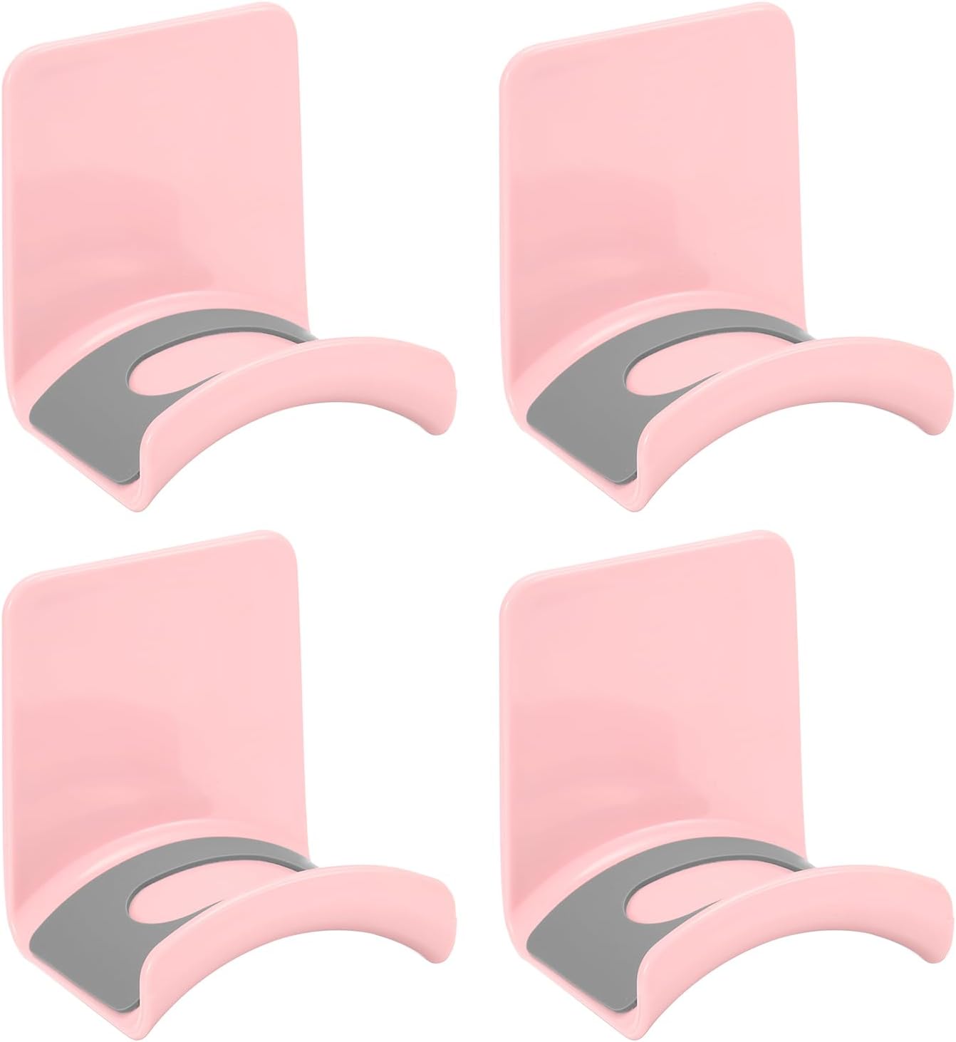 Headphone Stand, 4 Pcs ABS Headset Holder Adhesive Headphone Holder Hook Mount Headphone Hanger Hook Under Desk for Gaming Headphones Earphones Cables, Pink Wall-Mounted