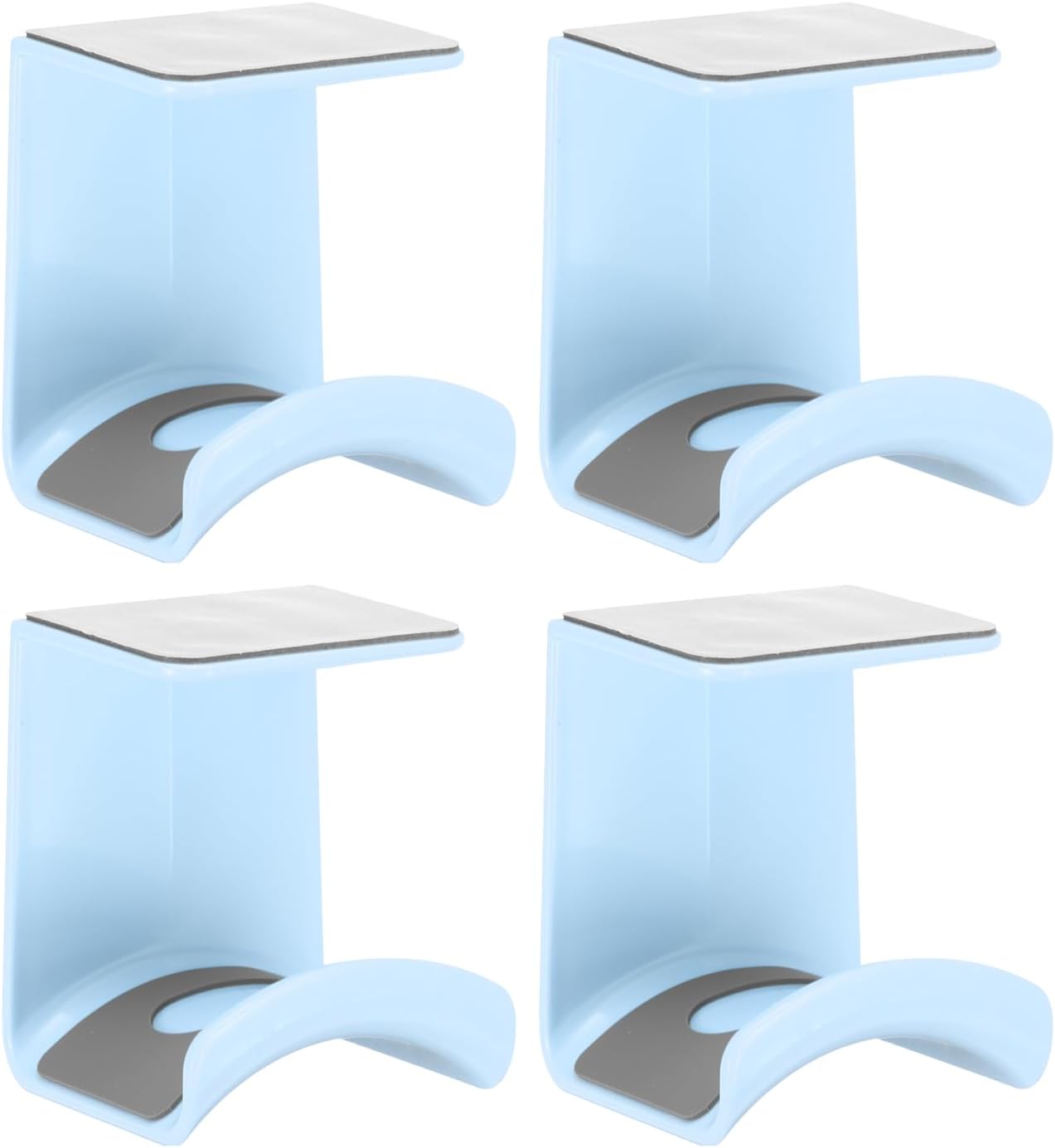 Headphone Stand, 4 Pcs ABS Headset Holder Adhesive Headphone Holder Hook Mount Headphone Hanger Hook Under Desk for Gaming Headphones Earphones Cables, Blue Hanging