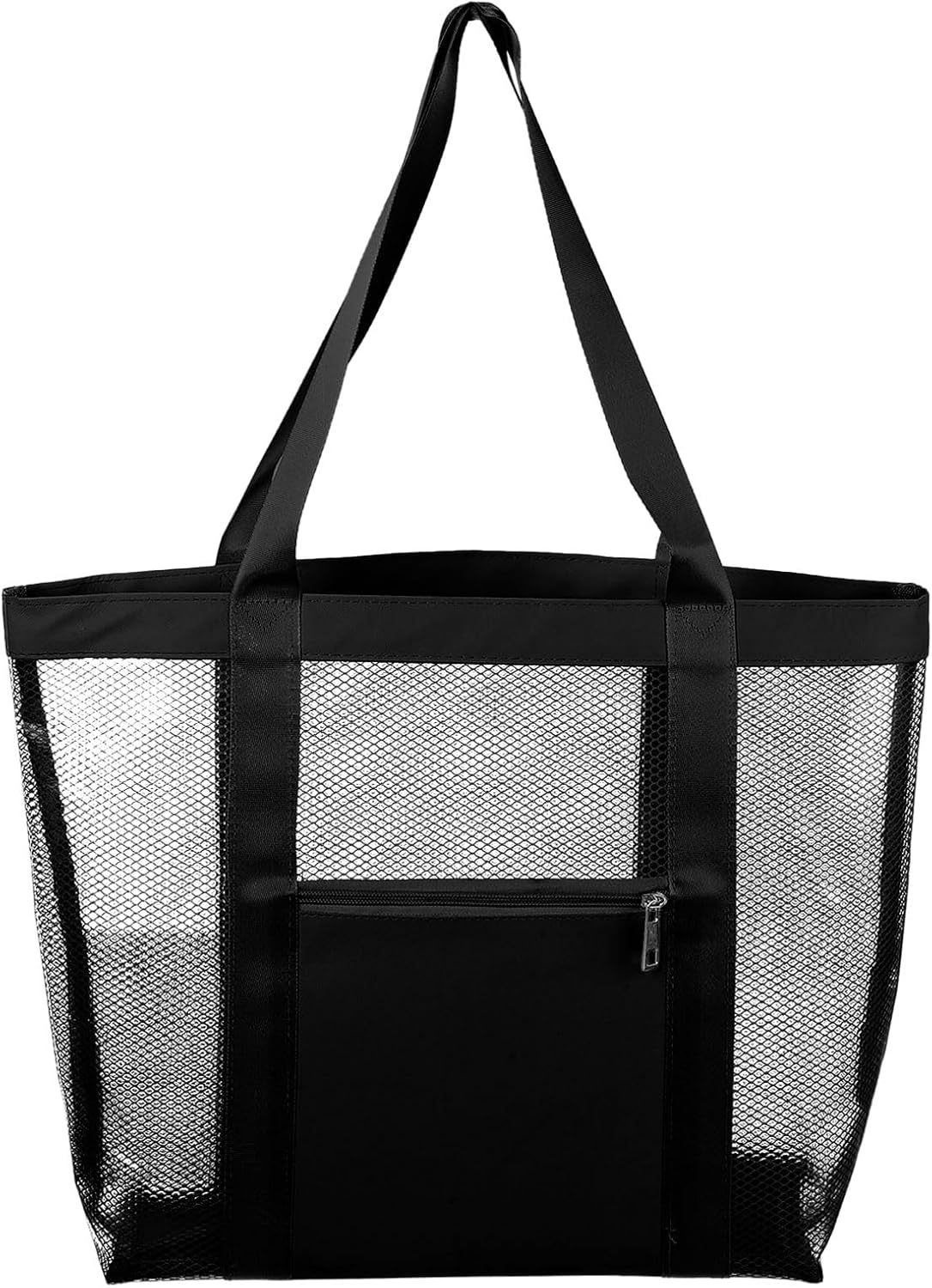 Mesh Beach Tote Bag, 1Pcs 13" x 4" x 13", Upgraded Beach Bags, PVC Waterproof Pool Bag for Beach Vacation and Travel Daily Black