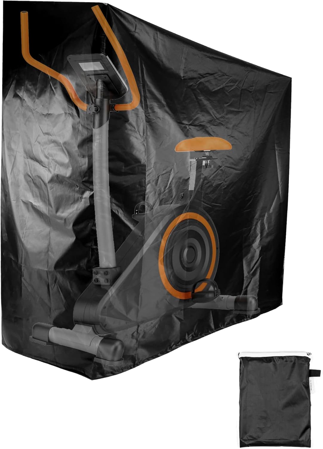 Exercise Bike Cover, Upright Outdoor Waterproof UV Dust Wind Bicycle Storage for Most Fitness Stationary Bikes, Premium Sport Training Bike Black