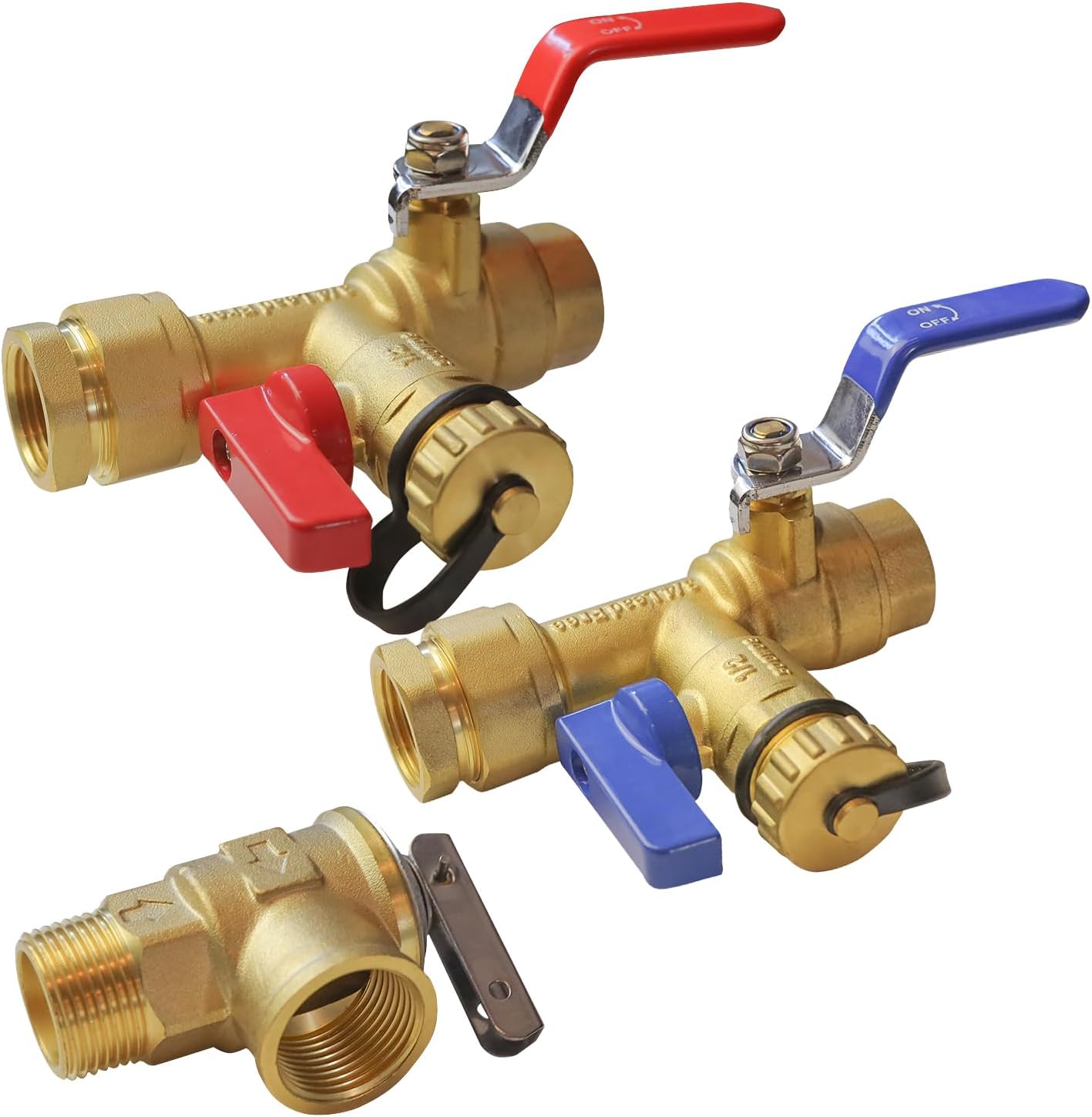 3/4-Inch IPS Isolator Tankless Water Heater Service Valve Kit with Pressure Relief Valve, Clean Brass