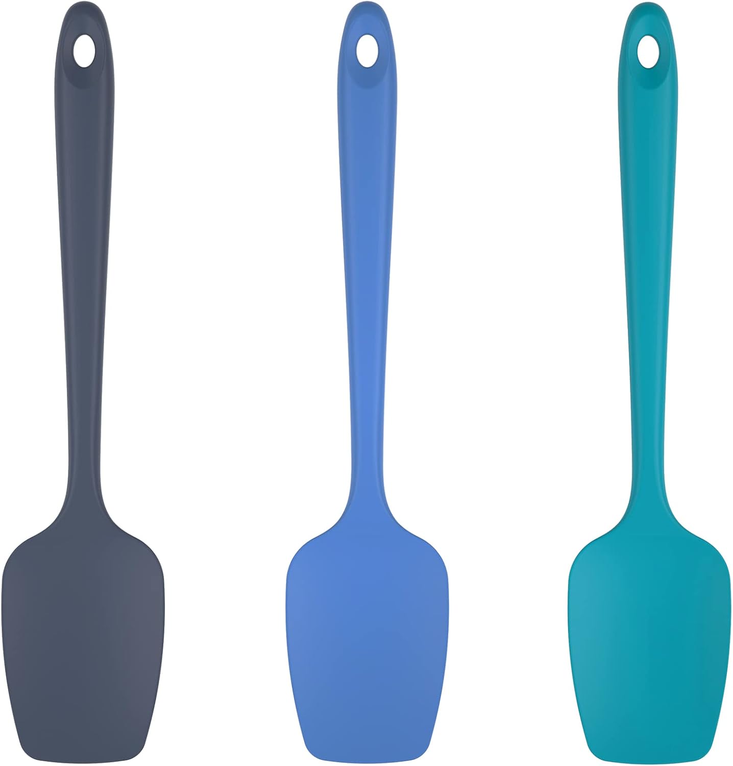 Silicone Spoon Spatula Set, 600ºF High Heat Resistant Food Grade Flexible Rubber Scraper, Cooking Mixing Baking Kitchen Utensils Set of 3 Multicolors