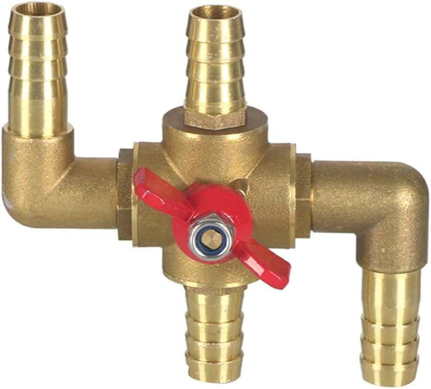 All Solid Brass Body Automobile Integrated 4-Way Heating Water Manual Control Valve 5/8” 16mm OD Barb