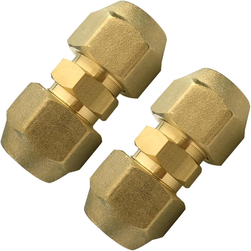 5/8" Air Conditioning Copper Pipe Extension Double Connector with Flare Nuts and Connectors Free Welding for Butt Copper Tube Diameter 5/8" 15.58mm