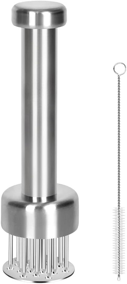 Meat Tenderizer Tool, 304 Stainless Steel, with 21 Needles & Retractable Safety Guard, for Tenderizing Beef, Turkey, Chicken, Steak, Dishwasher Safe