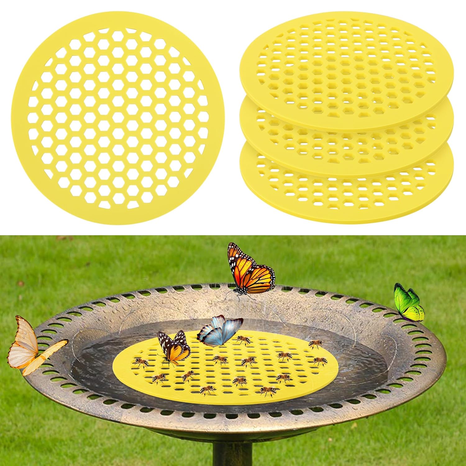 4 Pack Floating Bee Island- 7.87 Inch EVA Foam Floating Bee Watering Station- Butterfly Bee Waterer for Feeding, Bee Bath, Outdoor Garden Decor