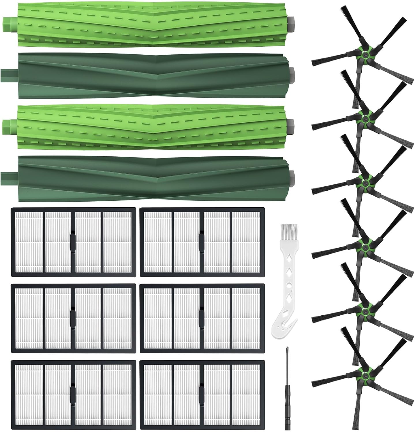 18 Pcs S9 Replacement Parts Accessories for iRobot Roomba S9 9150 S9+ S9 Plus 9550 S Series Vacuum Cleaner, 2 Set Rubber Roller Brush, 6 Filters, 6 Side Brush, 2 Tools